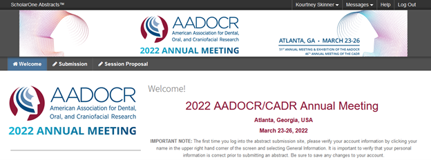 AADOCR Session Proposal Login Screenshot 