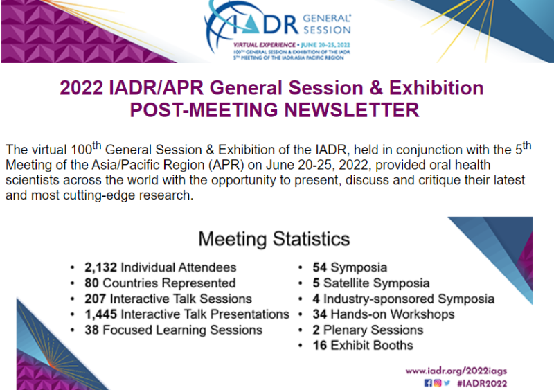 2022 IADR/APR General Session & Exhibition AADOCR American
